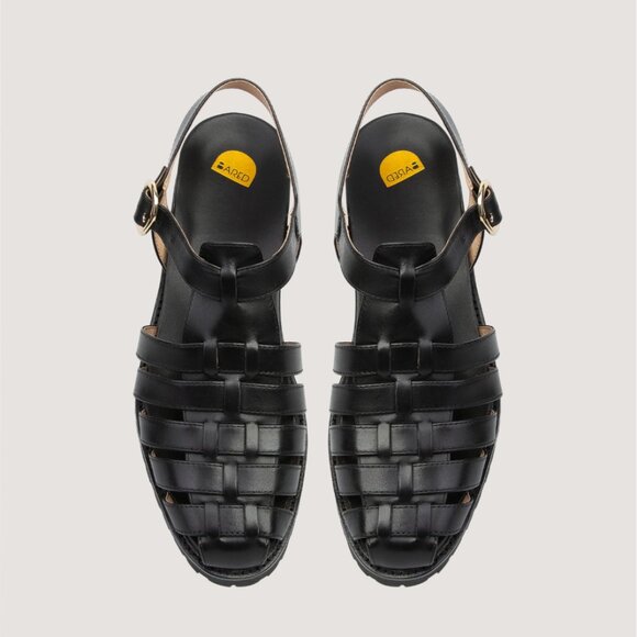 NEW Bared Footwear Bittern Sandal Black Leather Fisherman Women's 40 / US 9.5 10 - Picture 1 of 7